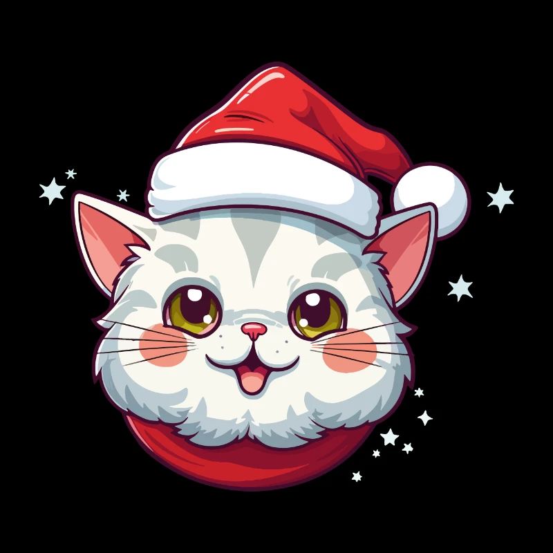 Chat Noël Noël Chat Mignon Dessin Animé