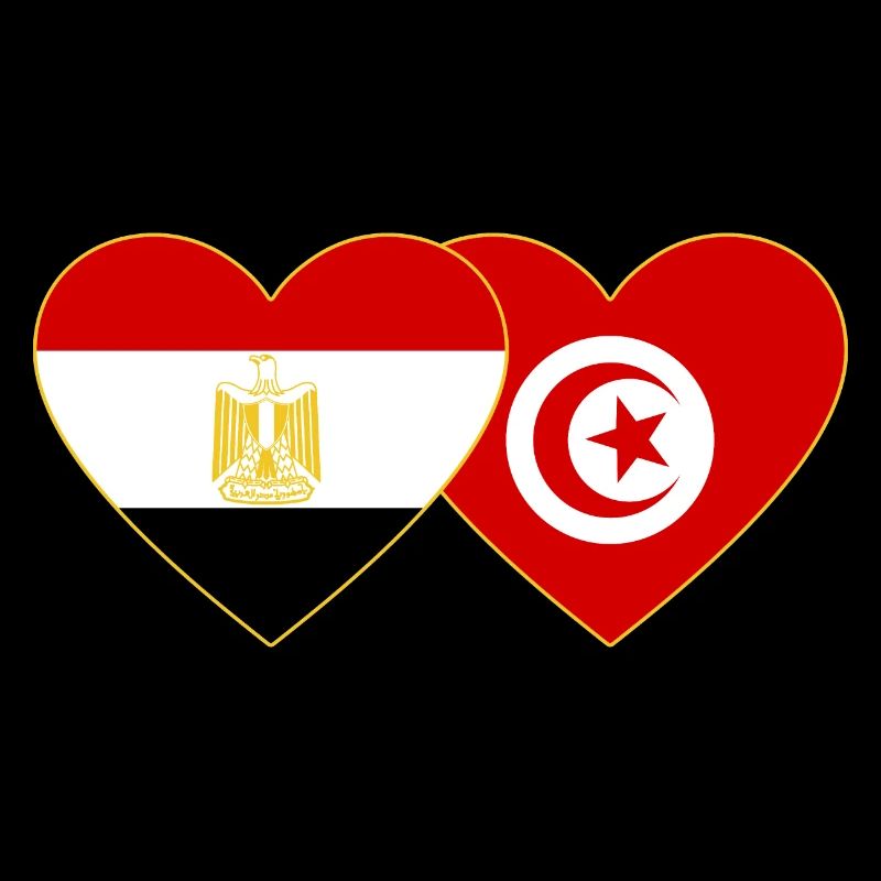 Egypte Tunisie Drapeau Coeur