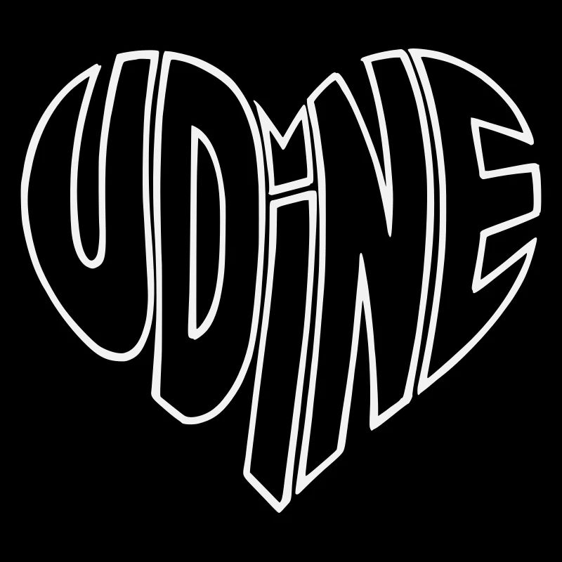 Typographie du contour du cœur d’Udine, Italie