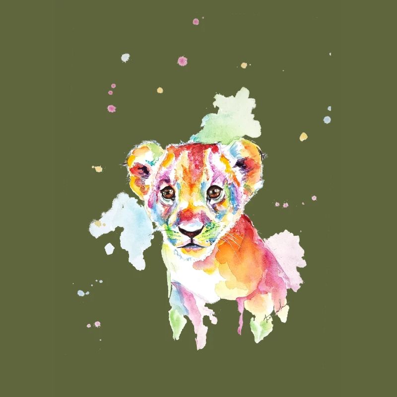 Aquarelle colorée Lion