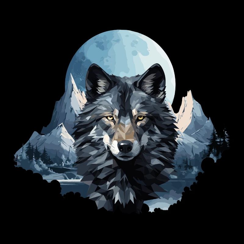 Wolfs Design im Polygon Style