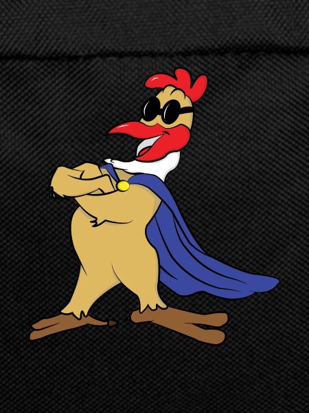 Rooster with a blue cape
