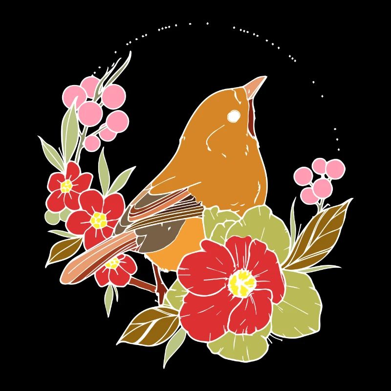 Spring bird in the flowers