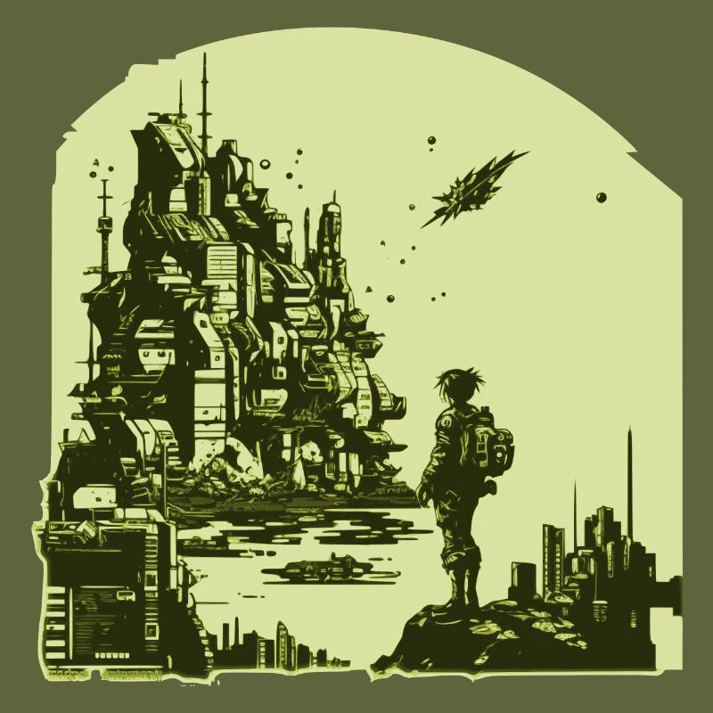Bande dessinée de science-fiction dans un style rétro 8 bits