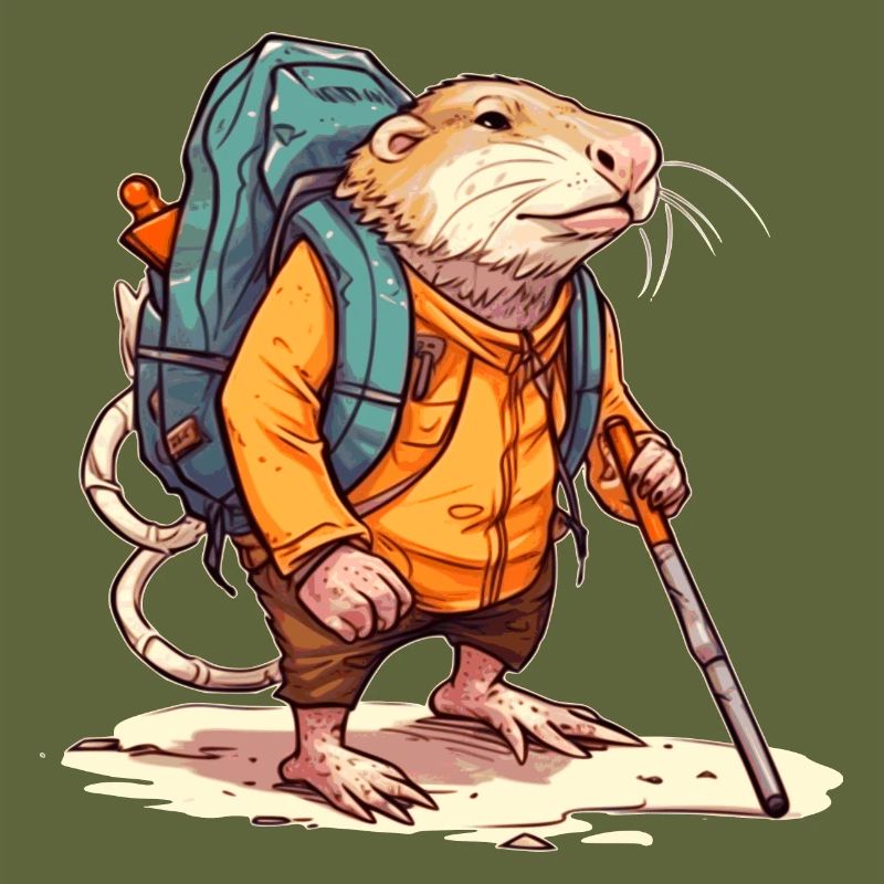 Mole rat equipped like a pro hiker