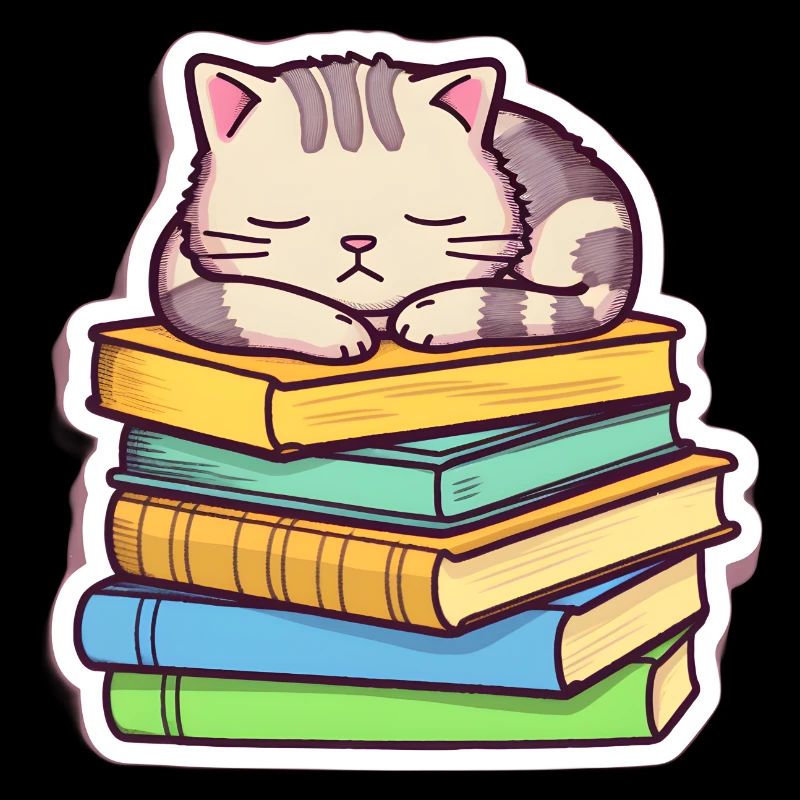 Sleeping Book Cat