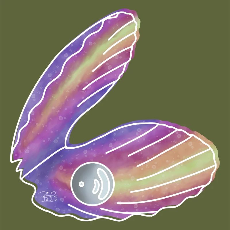 "Muschel mit Perle", Boho Line Art Design, Shells