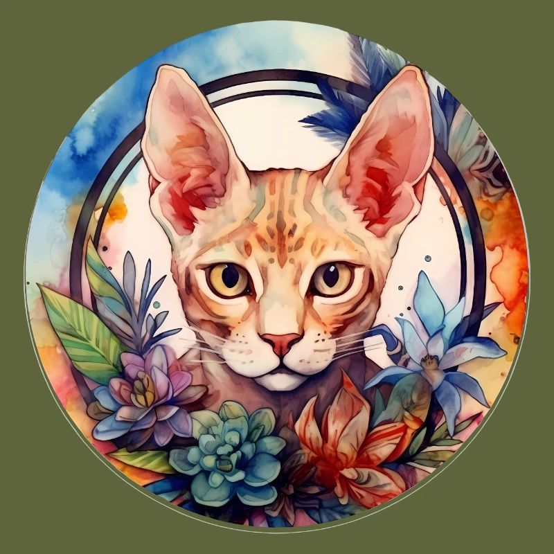 Devon Rex Cat Boho Style, Love Cats