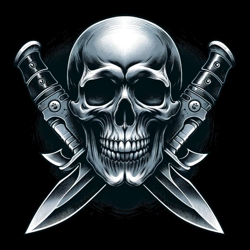 Twin Blades: Skull Between Daggers