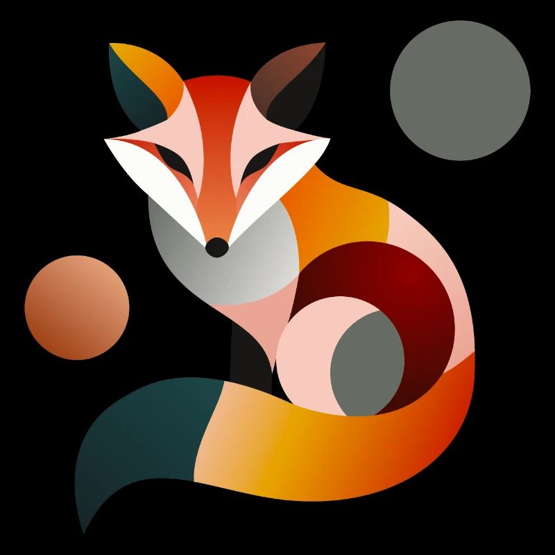 Abstract Fox in Geometric Shapes
