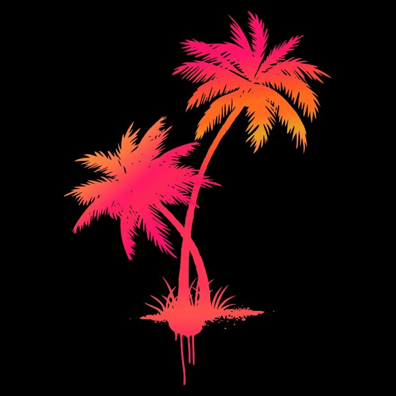 Palm tree graffiti in neon surf style