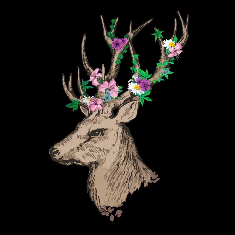 Hirsch mit Blumen