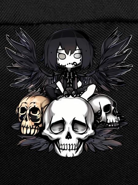 Raven sitting on a skull