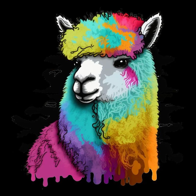 Alpaca Llama Head Rainbow Urban