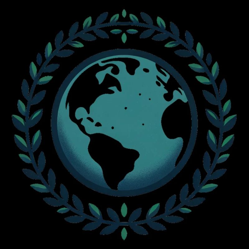 Globe avec couronne de feuilles