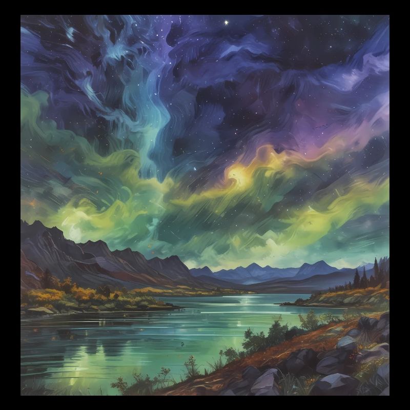 Polarlicht über dem stillen See