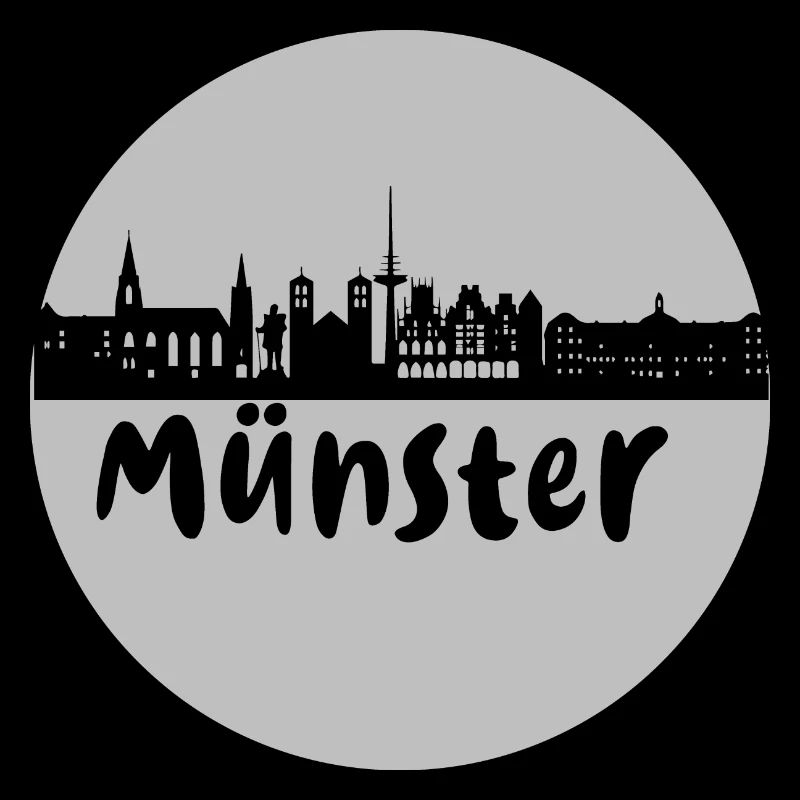 Münster, circle, skyline, silhouette, grey