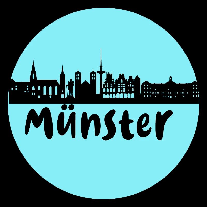 Münster, circle, skyline, silhouette, blue