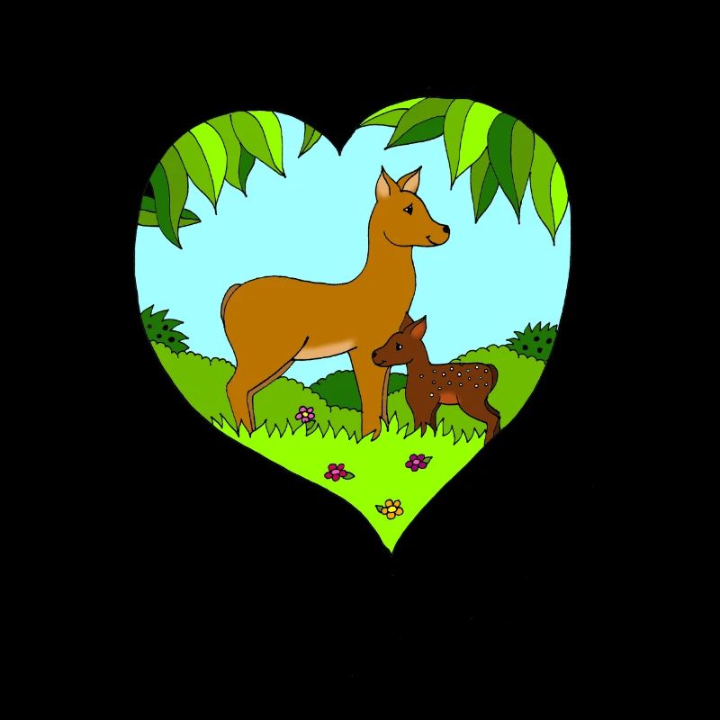 Cerf et faon dans la forêt bleu clair