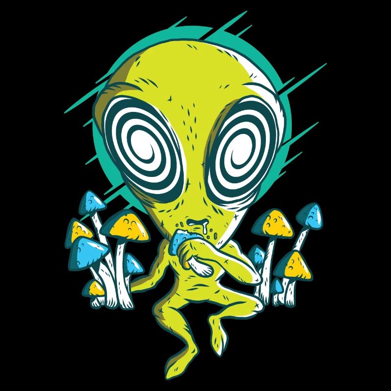 Alien with mushrooms hypnosis.