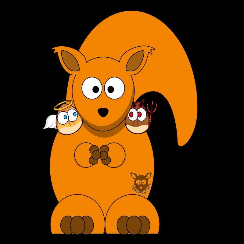 Squirrel with angel nut and devil nut