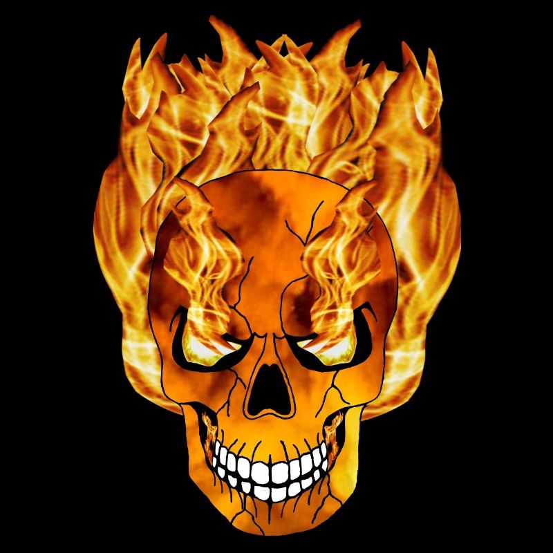 Flaming skull with flame eyes