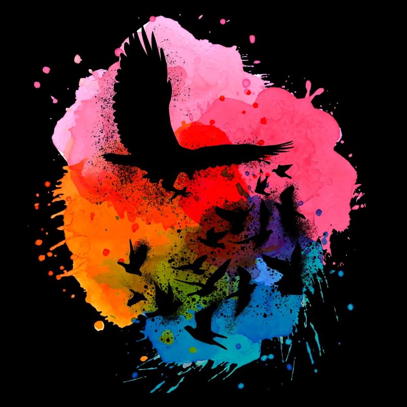 eagle,deaf,birds,flock of birds,colorful,graffiti,