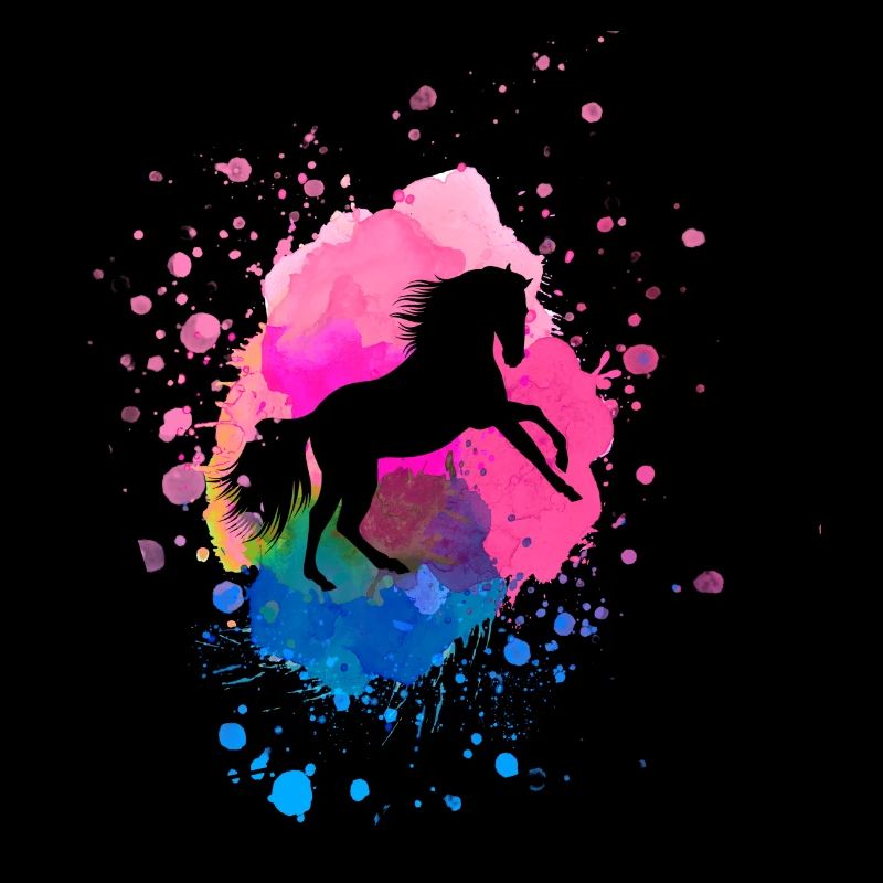 cheval, aquarelle, coloré, peinture, chevaux, rose
