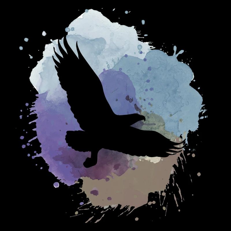 aigle,peinture,gris,,mouches,oiseau,bleu,montagnes