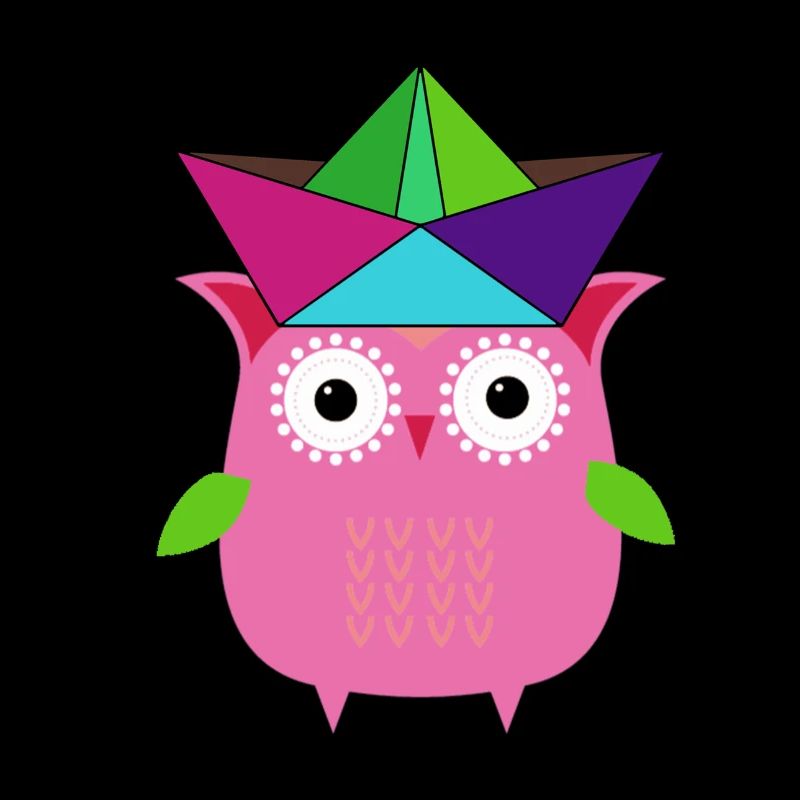 eule ,boot,papierhut,bunt,illustration,pink