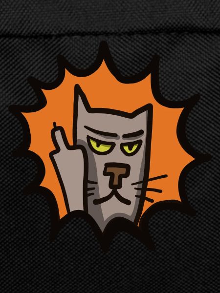 grim cat shows middle finger