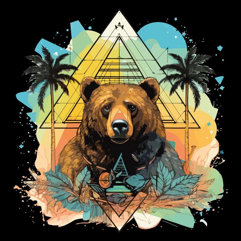 Mystical bear and palm tree