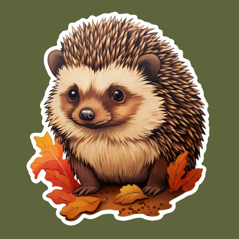 Hedgehog with leaves
