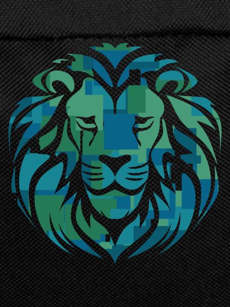 Lion's head, blue, green, turquoise
