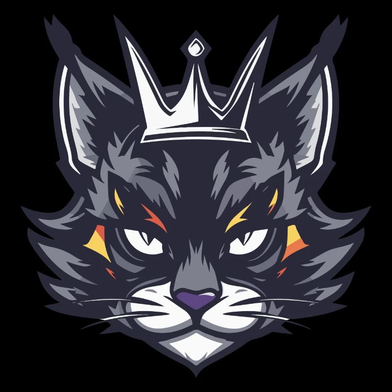 Symbole Chat Tête Couronne