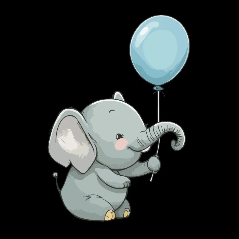 small elephant with balloon
