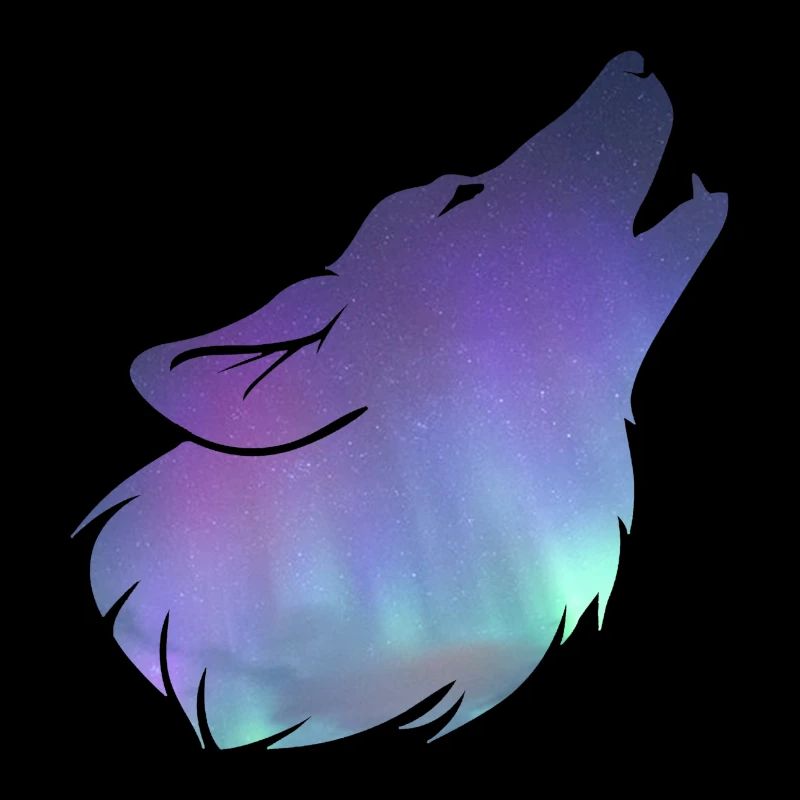 Wolf howling with Northern Lights effect