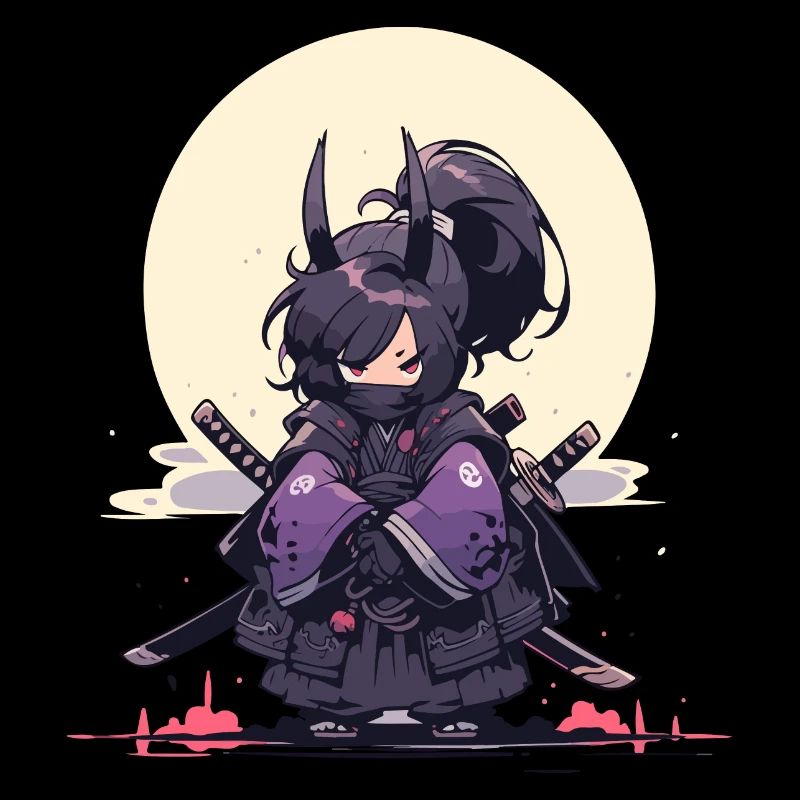 Episches Samurai Mädchen Anime-Design