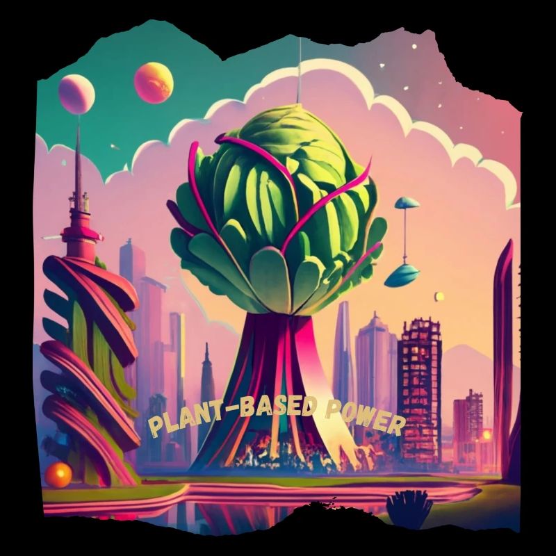 Futuristic cabbage city plant-based power