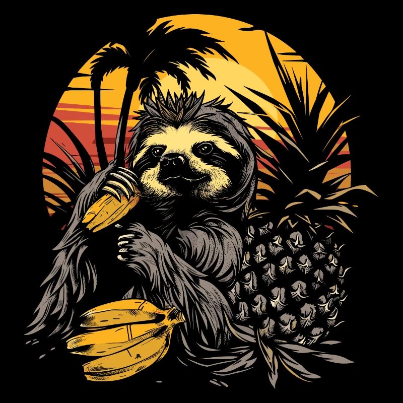 Sloth Sloth Animal Sloth Wilderness Beach Palm Trees