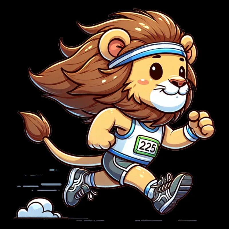 Cute Marathon Runner Lion