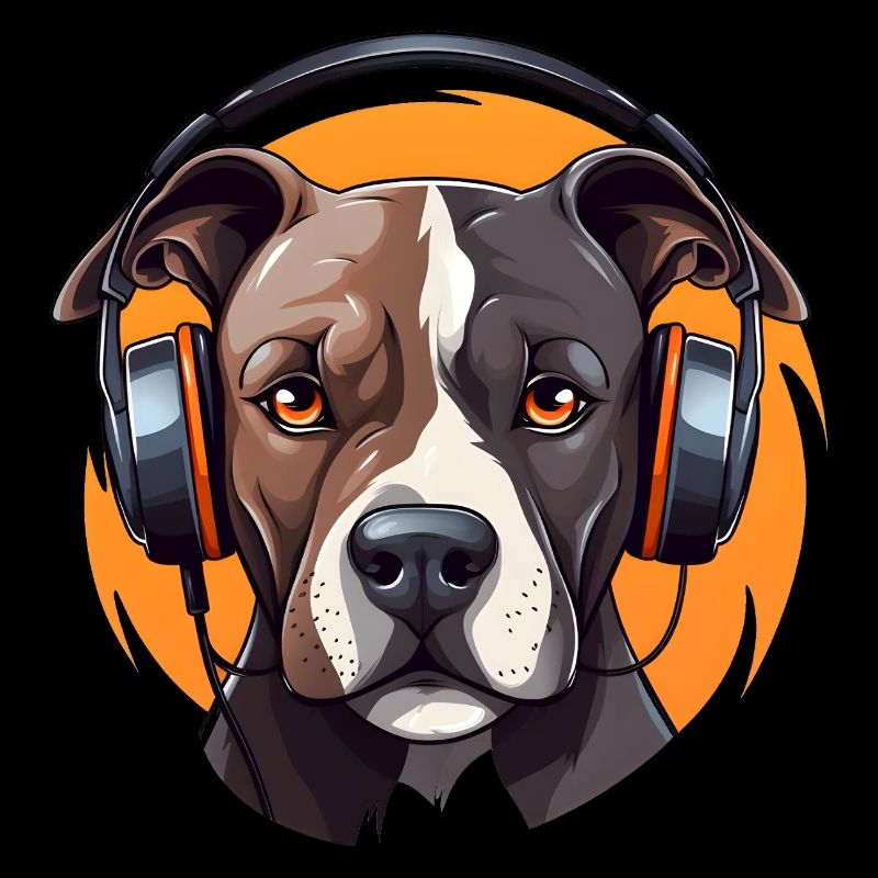 Pitbull mit Kopfhörern Cool