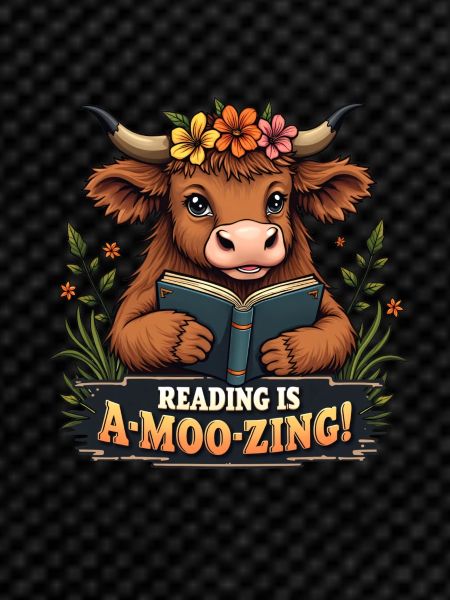 Funny cow reading a book