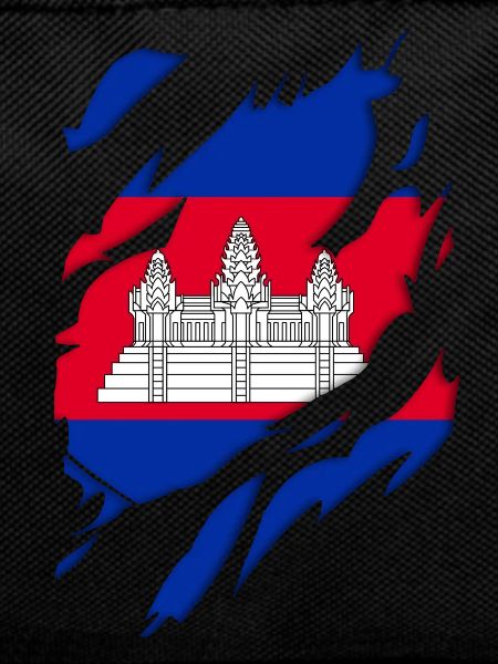 Cambodia flag torn motif