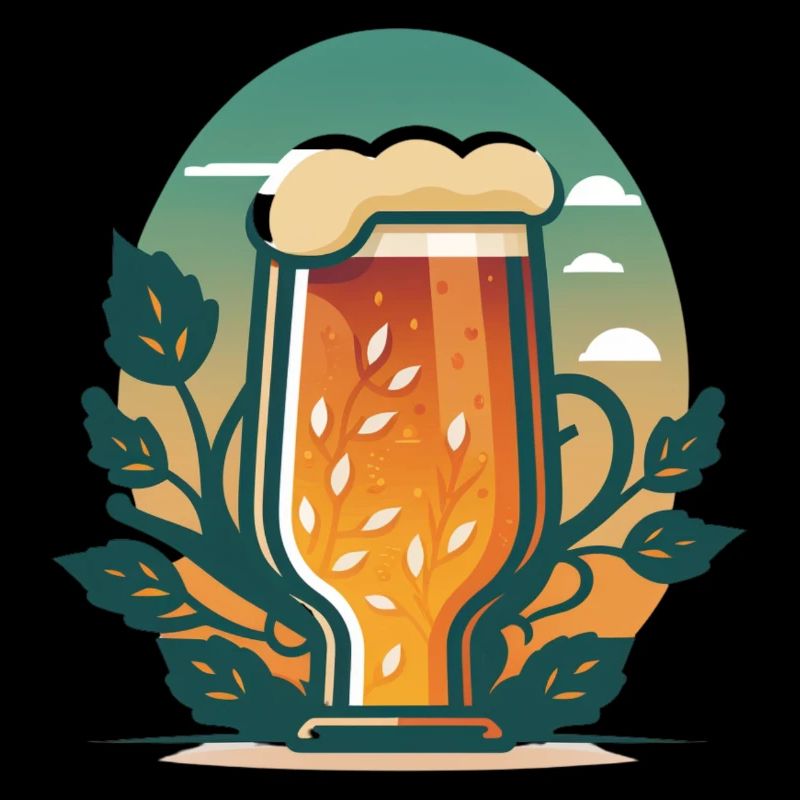 Beer glass with hops