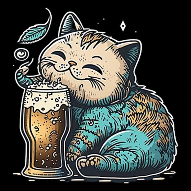 Glückliche Katzemit Bier