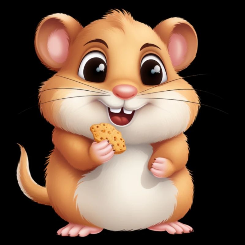 Cute hamster eats a cookie for kids and babies