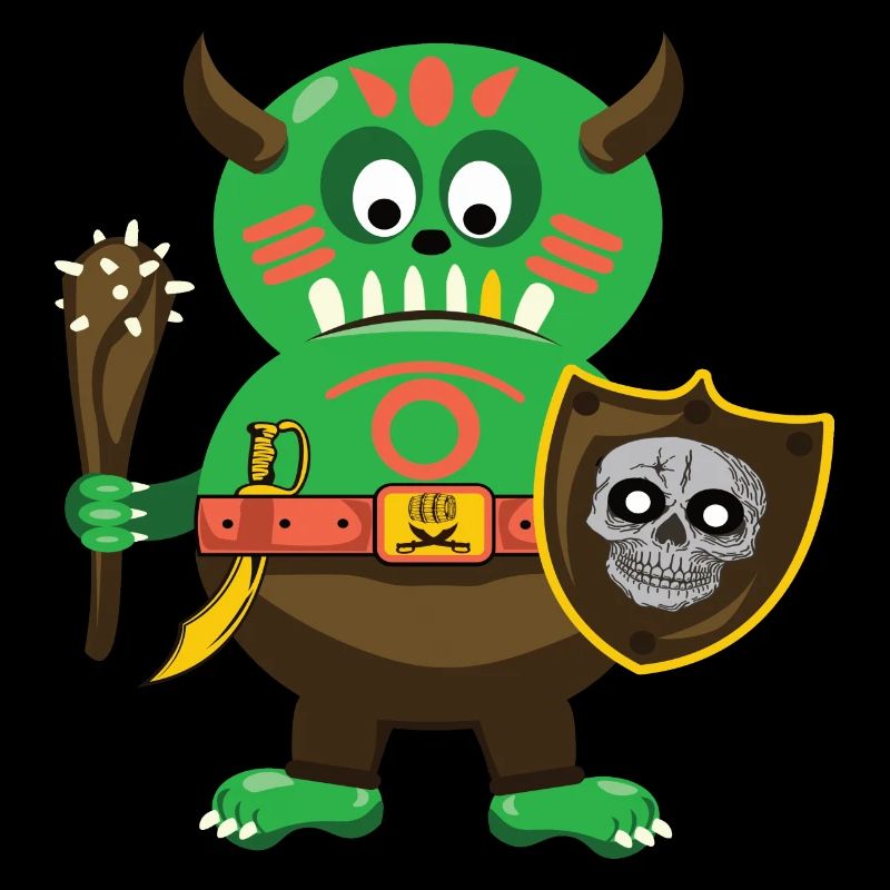 Petit dessin mignon d'ogre vert