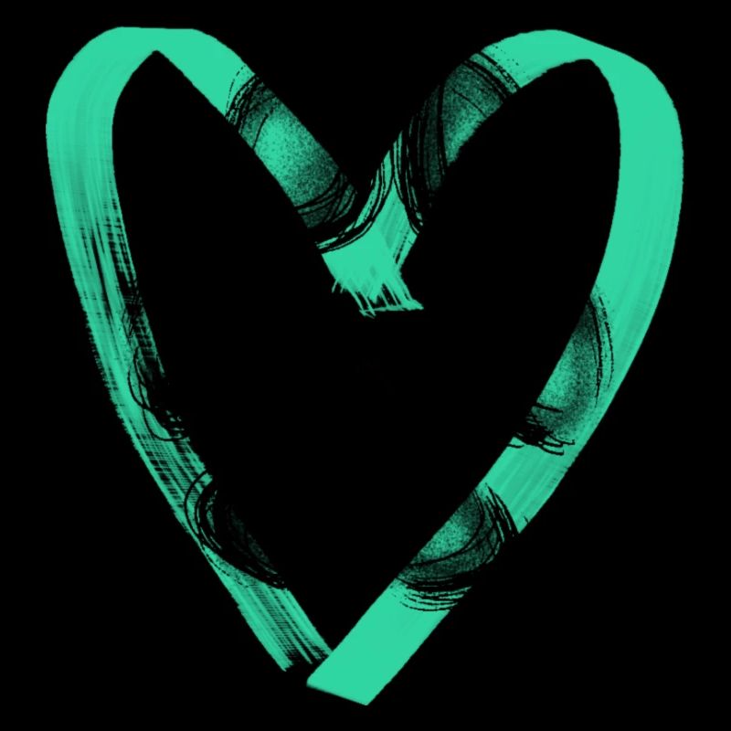 Paw print with heart, turquoise