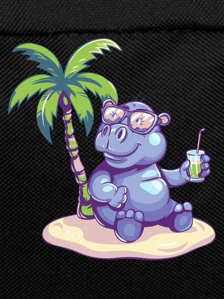 Nilpferd Sommer Strand Comic